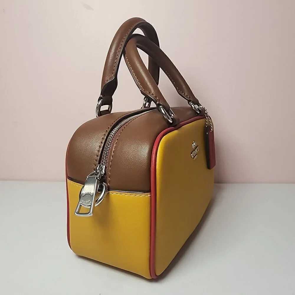NWT Coach CT883 Satchel Crossbody In Signature Colorblock Yellow Gold